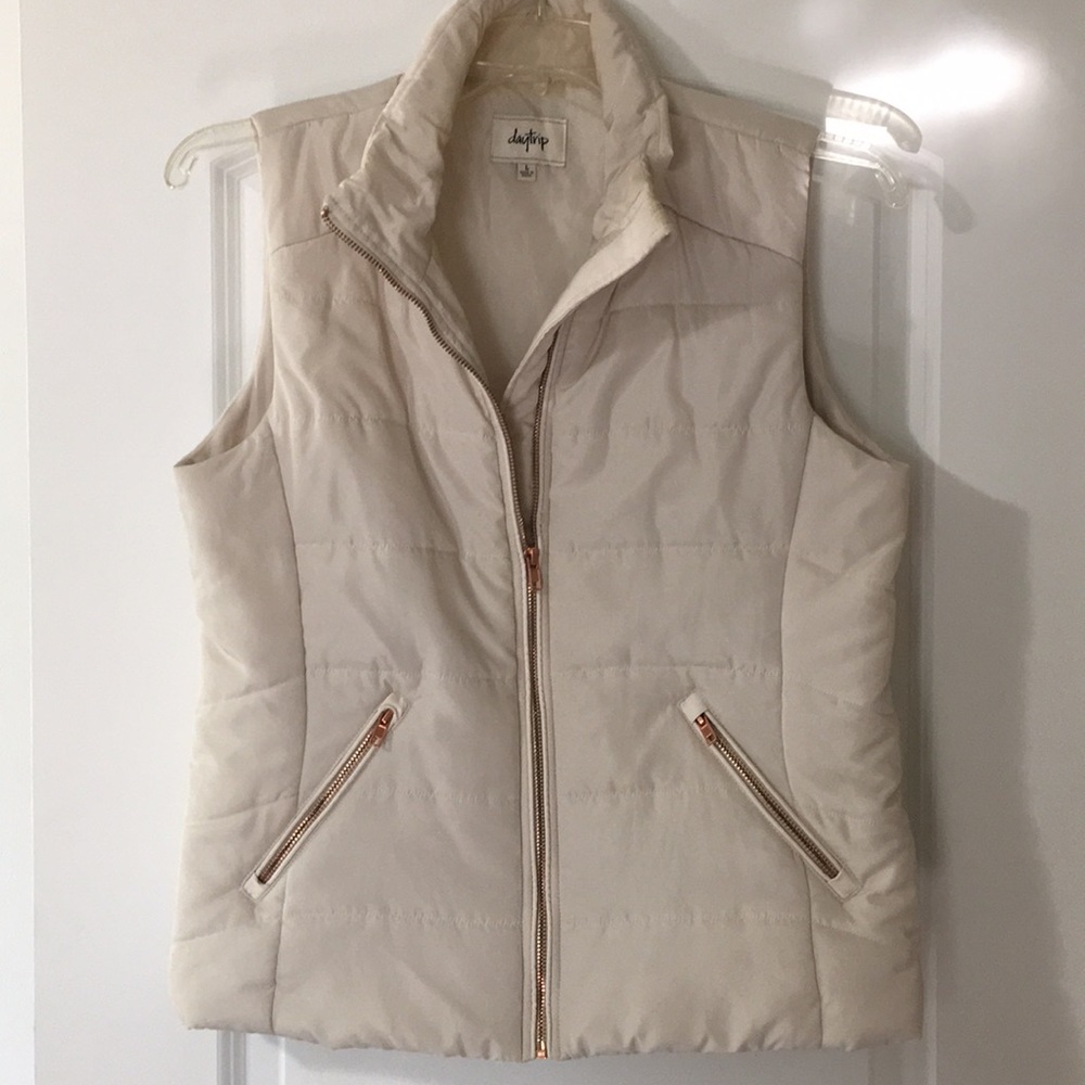 Cream and rose gold puff vest